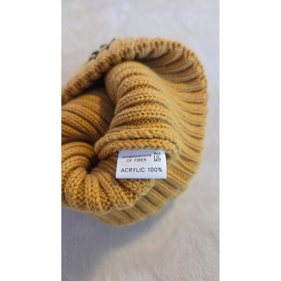 Yellow Smiley Face Patch Knit Beanie - Picture 3 of 3